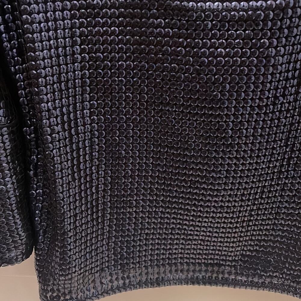Trouve Women's Sequin 3/4 Bell Sleeve Blouse Navy XS - Picture 6 of 7